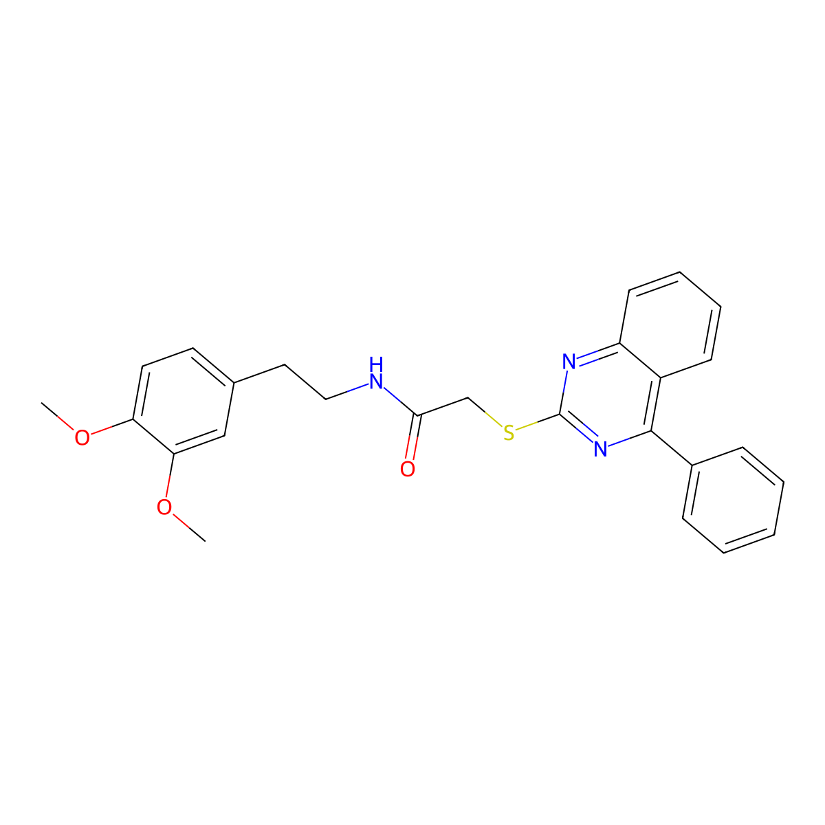 N-[2-(3,4-dimethoxyphenyl)ethyl]-2-[(4-phenylquinazolin-2-yl)sulfanyl]acetamide molecular structure, CAS 710287-04-0