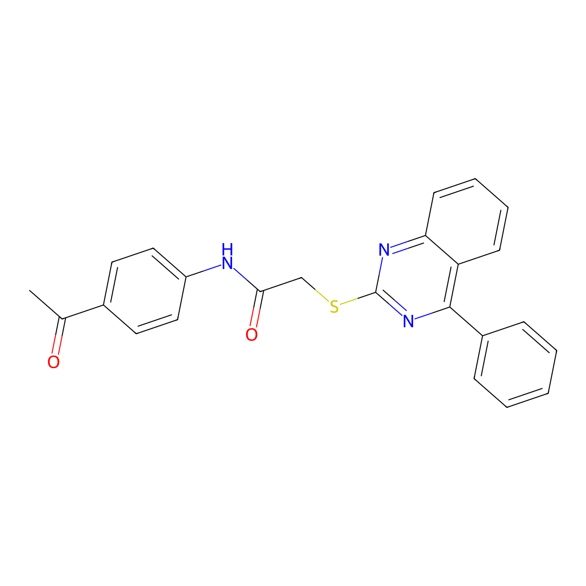 N-(4-acetylphenyl)-2-((4-phenylquinazolin-2-yl)thio)acetamide molecular structure, CAS 710287-16-4