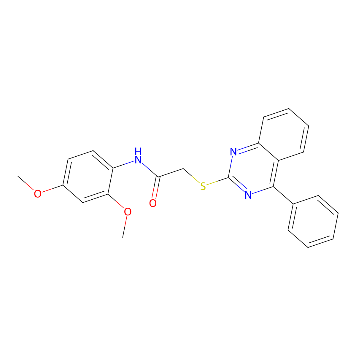 N-(2,4-dimethoxyphenyl)-2-((4-phenylquinazolin-2-yl)thio)acetamide molecular structure, CAS 710287-18-6