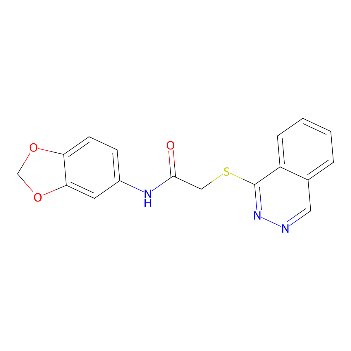 N-(2H-1,3-benzodioxol-5-yl)-2-(phthalazin-1-ylsulfanyl)acetamide molecular structure, CAS 710287-21-1