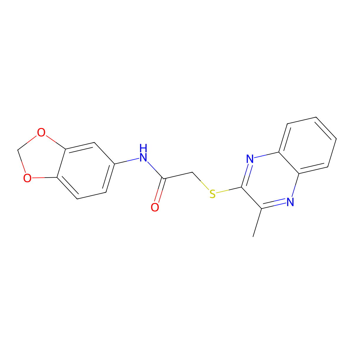 N-(1,3-benzodioxol-5-yl)-2-[(3-methylquinoxalin-2-yl)sulfanyl]acetamide molecular structure, CAS 710287-23-3