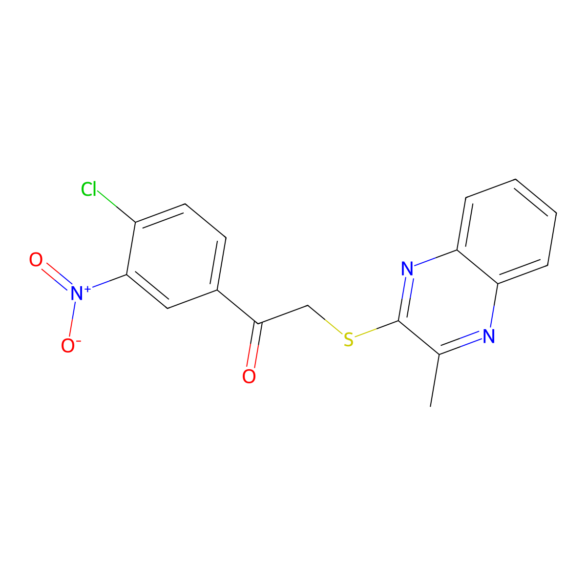 1-(4-Chloro-3-nitrophenyl)-2-((3-methylquinoxalin-2-yl)thio)ethanone molecular structure, CAS 710287-33-5
