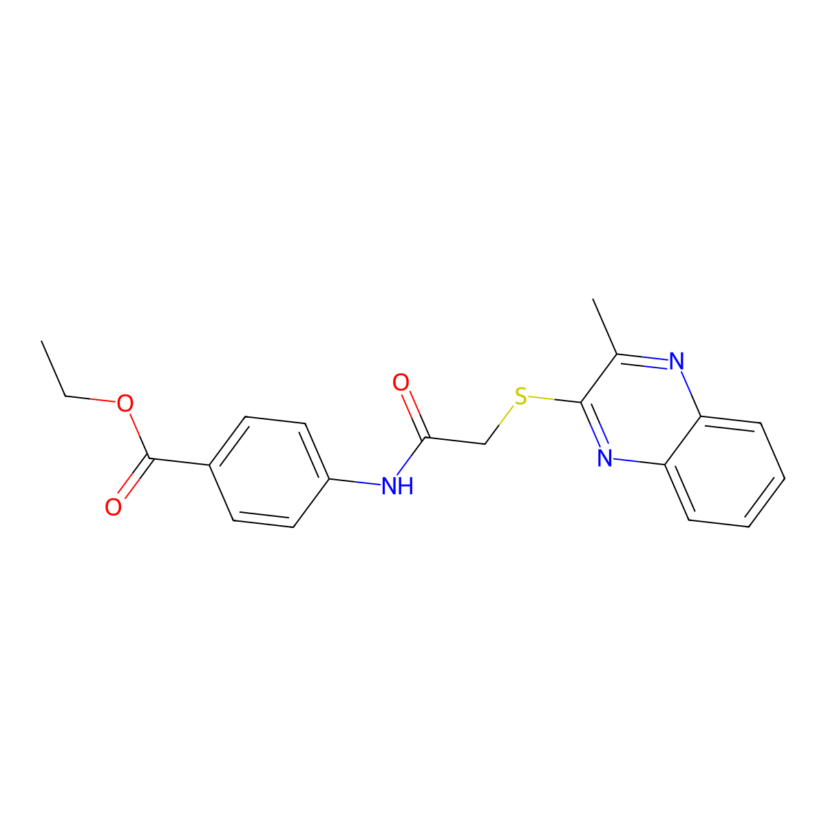 Ethyl 4-[2-(3-methylquinoxalin-2-ylthio)acetylamino]benzoate molecular structure, CAS 710287-41-5