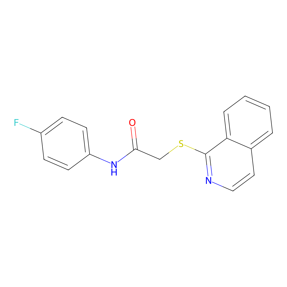 N-(4-Fluorophenyl)-2-(isoquinolin-1-ylsulfanyl)acetamide molecular structure, CAS 710287-43-7