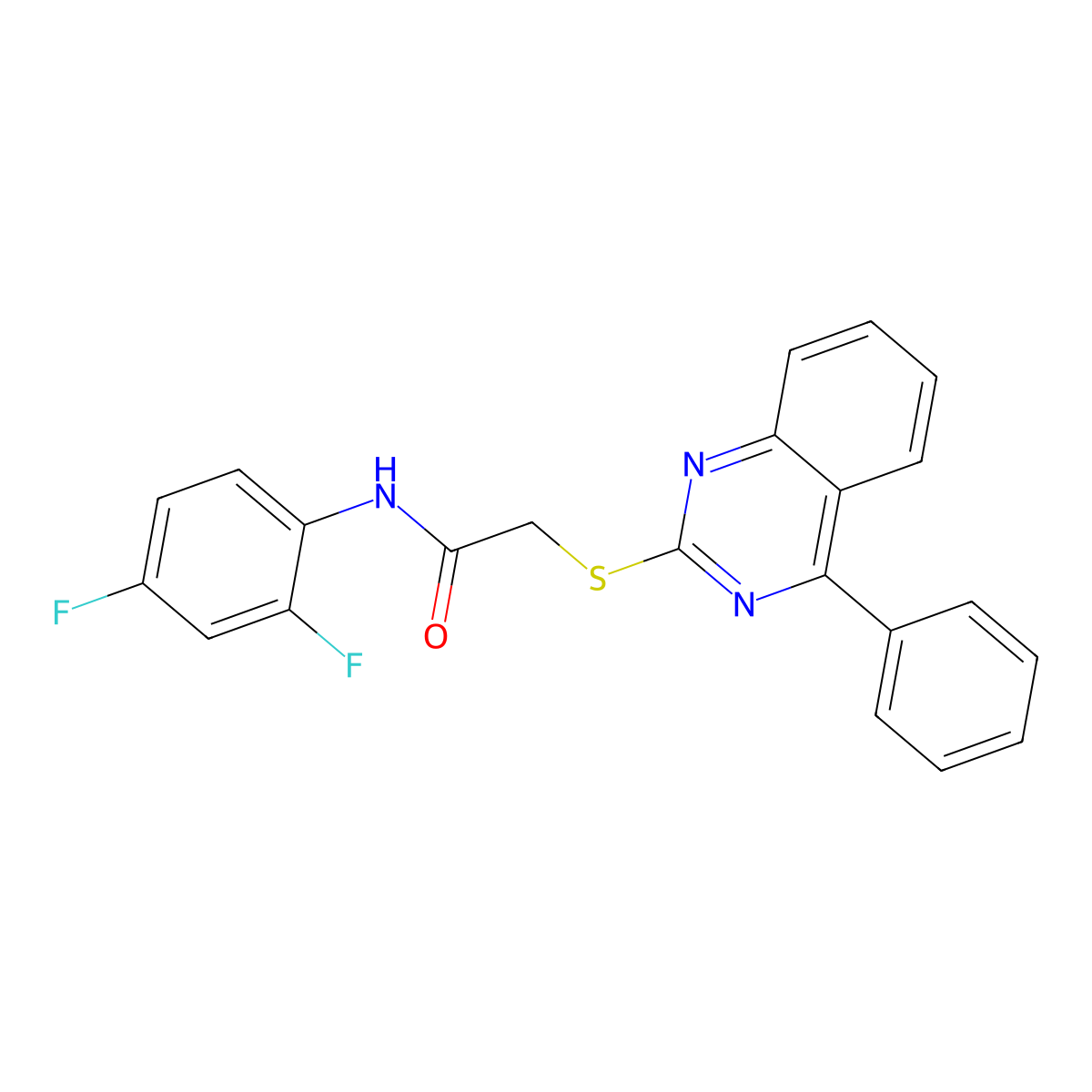 N-(2,4-difluorophenyl)-2-[(4-phenylquinazolin-2-yl)sulfanyl]acetamide molecular structure, CAS 710287-48-2
