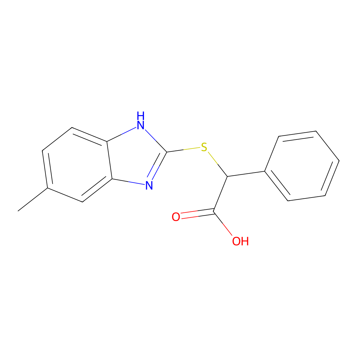 [(5-methyl-1H-benzimidazol-2-yl)sulfanyl](phenyl)acetic acid molecular structure, CAS 710288-24-7