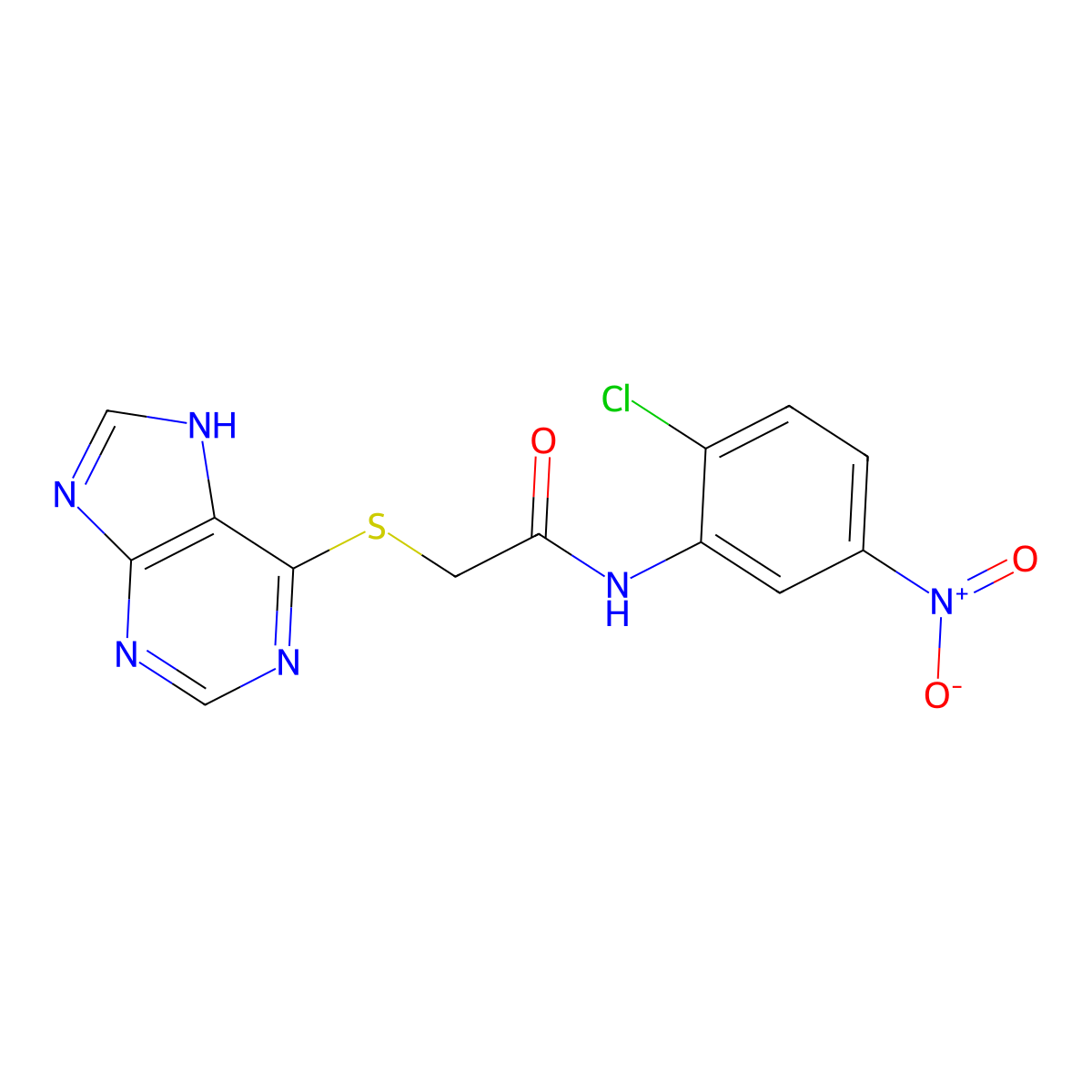 N-(2-chloro-5-nitrophenyl)-2-(7H-purin-6-ylsulfanyl)acetamide molecular structure, CAS 710288-74-7
