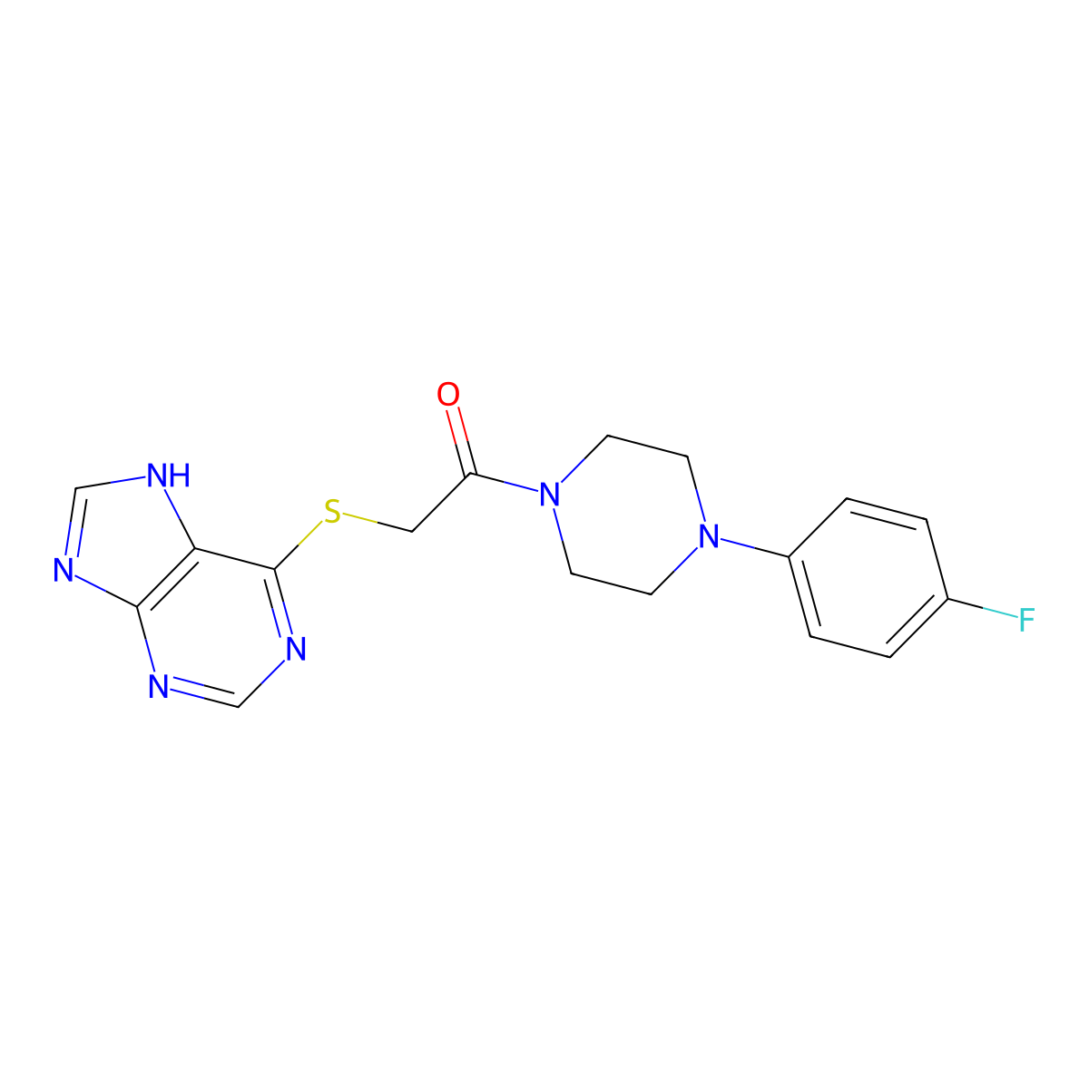 1-[4-(4-fluorophenyl)piperazin-1-yl]-2-(7H-purin-6-ylsulfanyl)ethanone molecular structure, CAS 710288-80-5