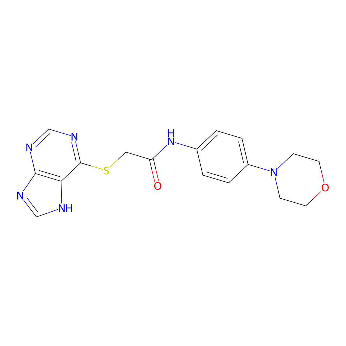 N-[4-(morpholin-4-yl)phenyl]-2-(7H-purin-6-ylsulfanyl)acetamide molecular structure, CAS 710288-84-9