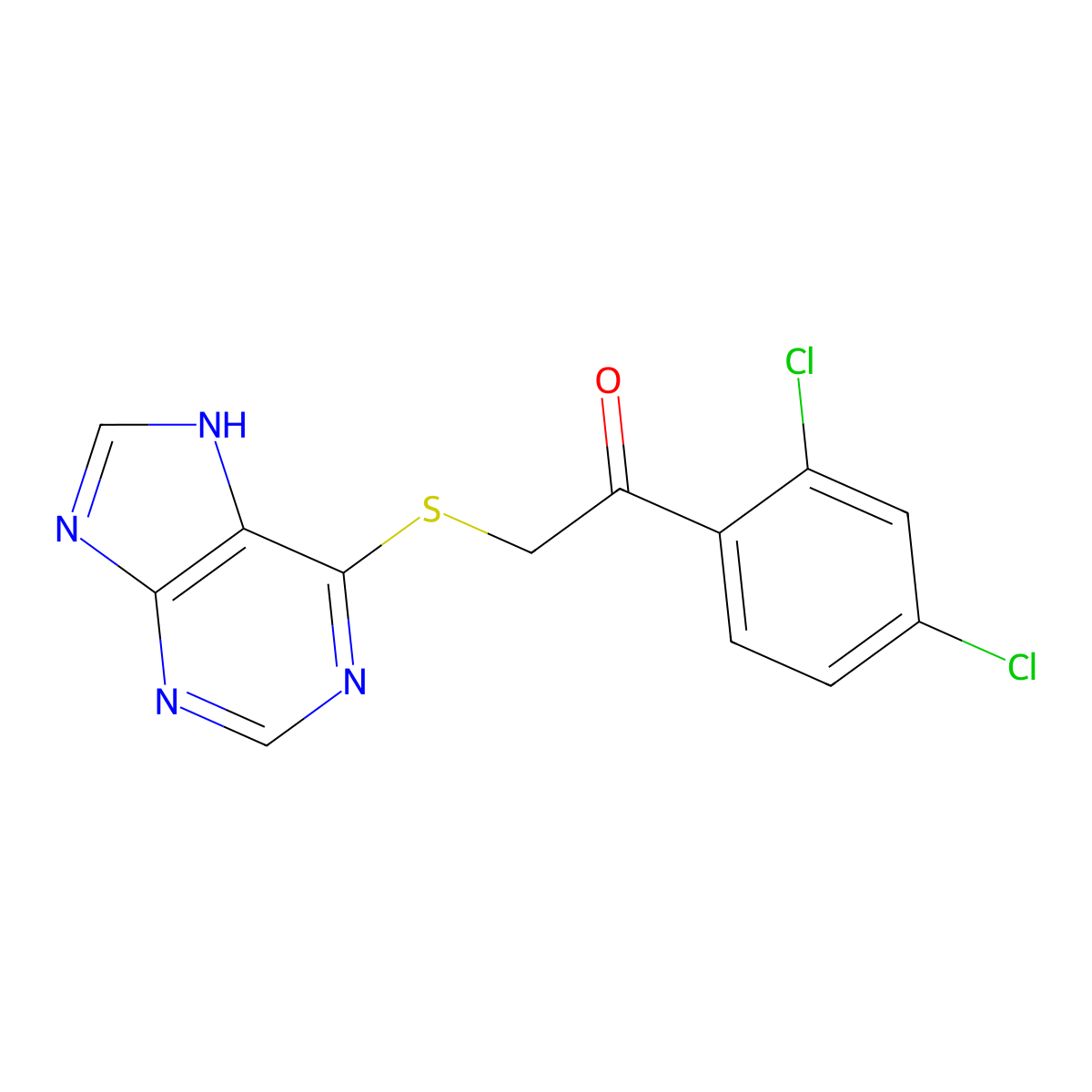 1-(2,4-dichlorophenyl)-2-(7H-purin-6-ylsulfanyl)ethanone molecular structure, CAS 710288-92-9