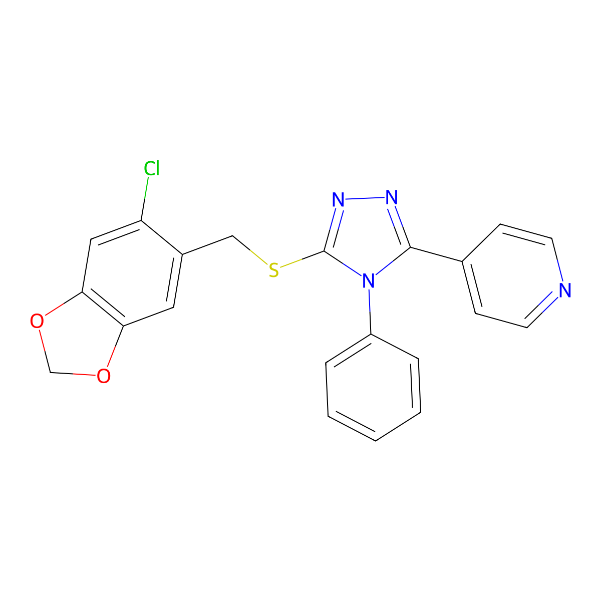 4-(5-{[(6-chloro-2H-1,3-benzodioxol-5-yl)methyl]sulfanyl}-4-phenyl-4H-1,2,4-triazol-3-yl)pyridine molecular structure, CAS 710289-08-0