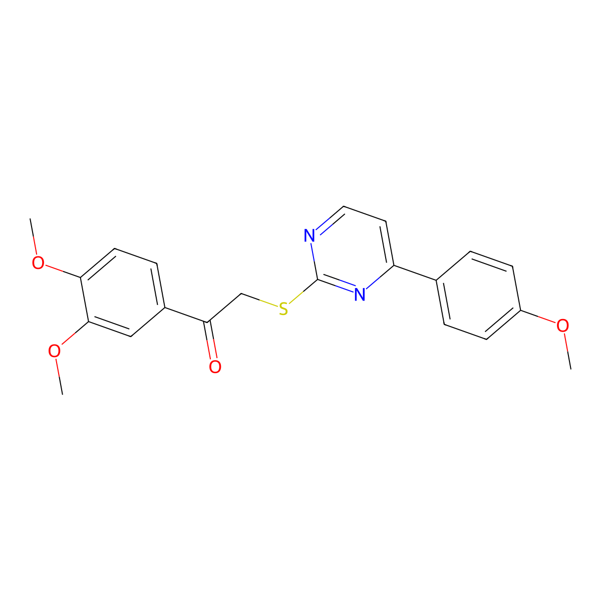 1-(3,4-Dimethoxyphenyl)-2-{[4-(4-methoxyphenyl)pyrimidin-2-yl]sulfanyl}ethan-1-one molecular structure, CAS 710289-17-1