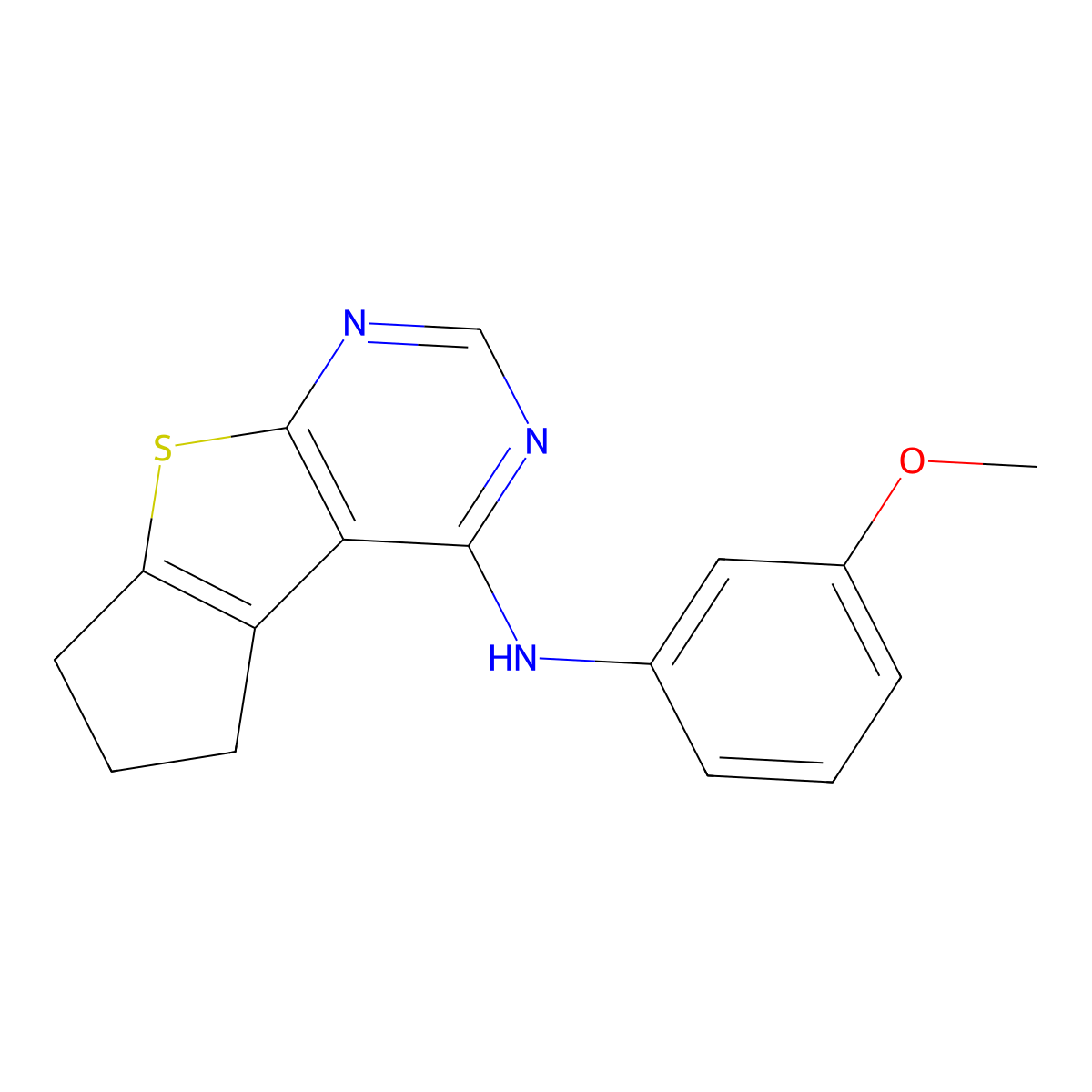 N-(3-methoxyphenyl)-6,7-dihydro-5H-cyclopenta[4,5]thieno[2,3-d]pyrimidin-4-amine molecular structure, CAS 710289-69-3