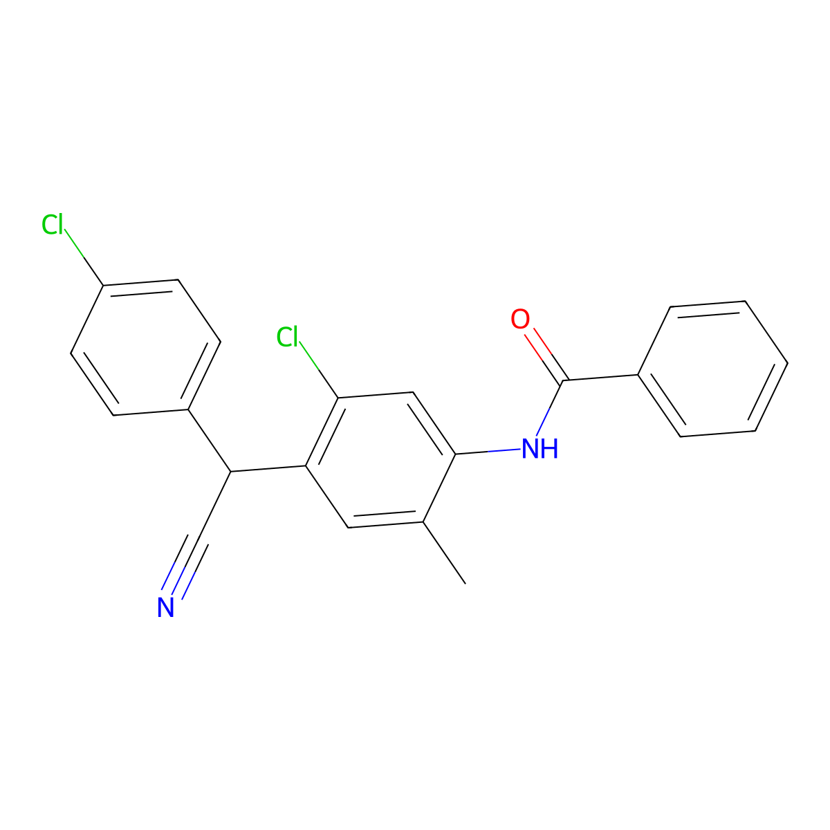 N-{5-chloro-4-[(4-chlorophenyl)(cyano)methyl]-2-methylphenyl}benzamide molecular structure, CAS 710289-91-1