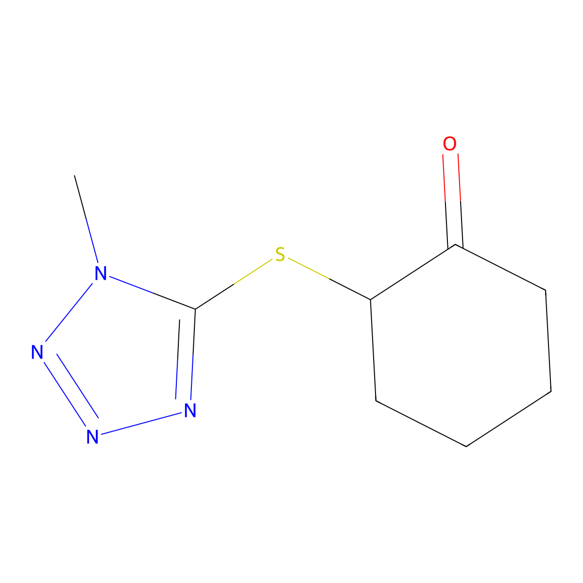 2-((1-Methyl-1h-tetrazol-5-yl)thio)cyclohexan-1-one molecular structure, CAS 710290-42-9