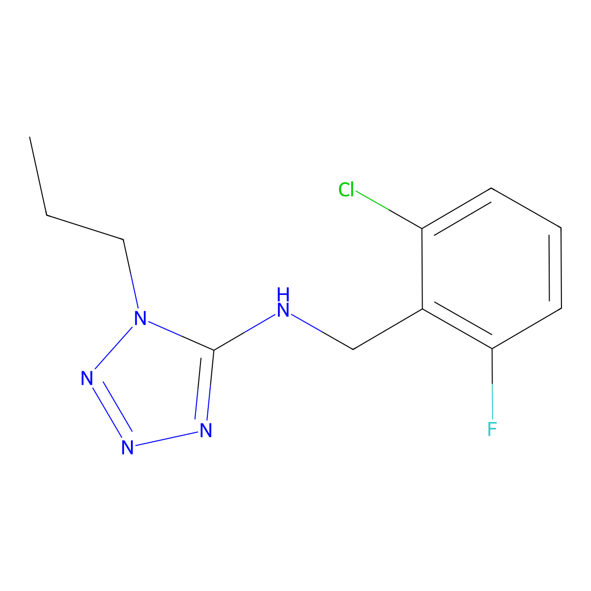 N-(2-chloro-6-fluorobenzyl)-N-(1-propyl-1H-tetraazol-5-yl)amine molecular structure, CAS 710300-53-1
