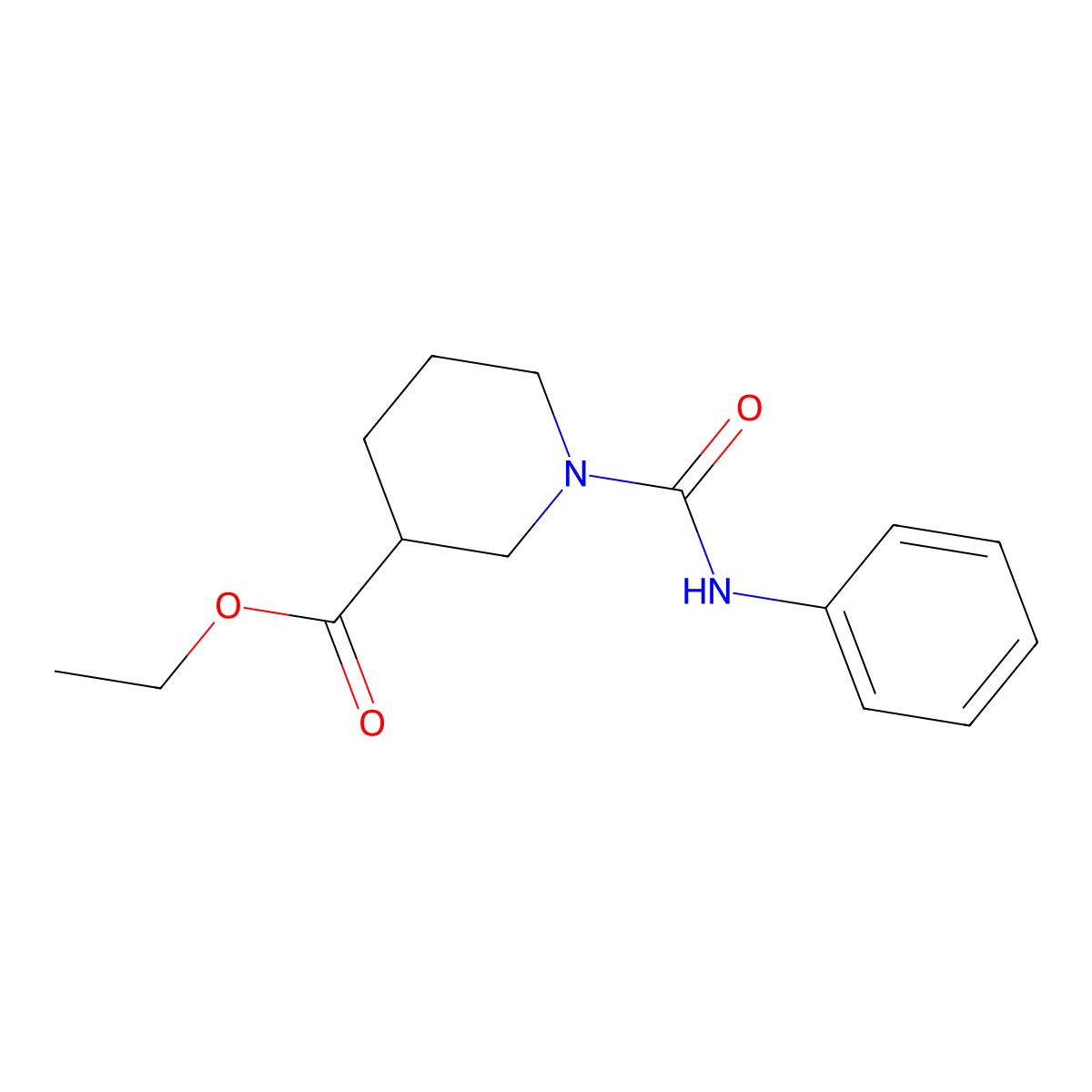 Ethyl 1-(phenylcarbamoyl)piperidine-3-carboxylate molecular structure, CAS 710309-26-5