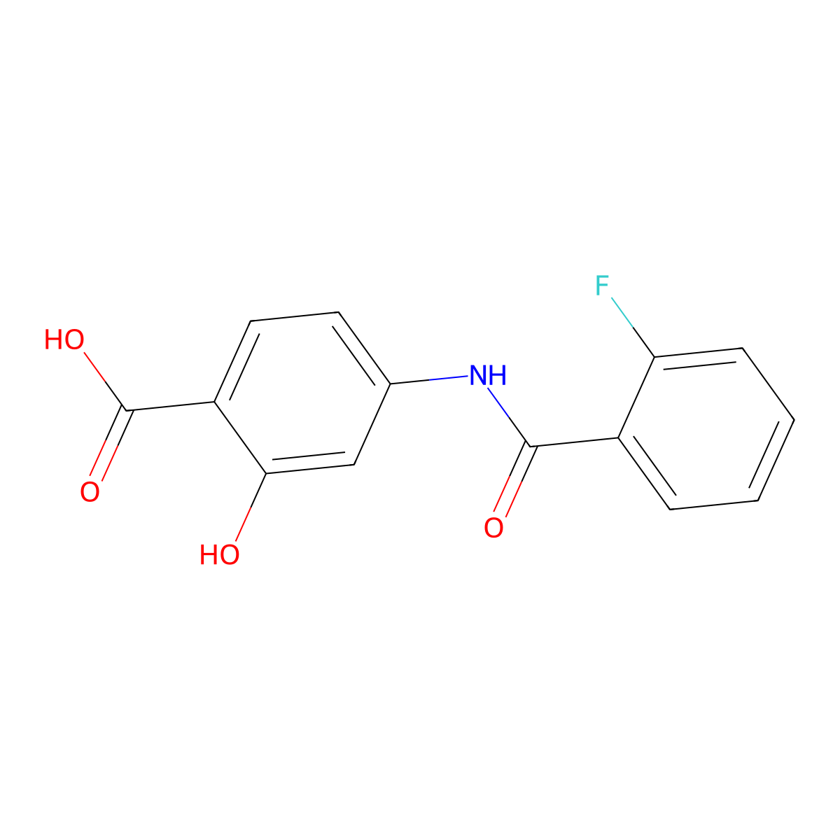 4-[(2-Fluorophenyl)carbonylamino]-2-hydroxybenzoic acid molecular structure, CAS 710311-01-6