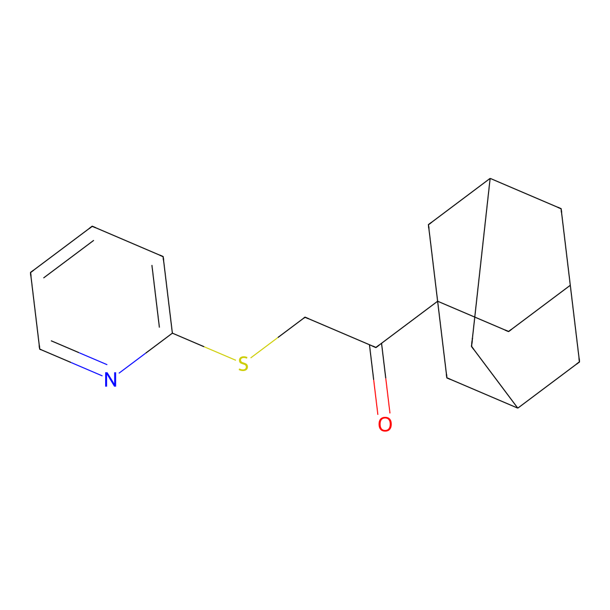 1-Adamantanyl-2-(2-pyridylthio)ethan-1-one molecular structure, CAS 710311-13-0