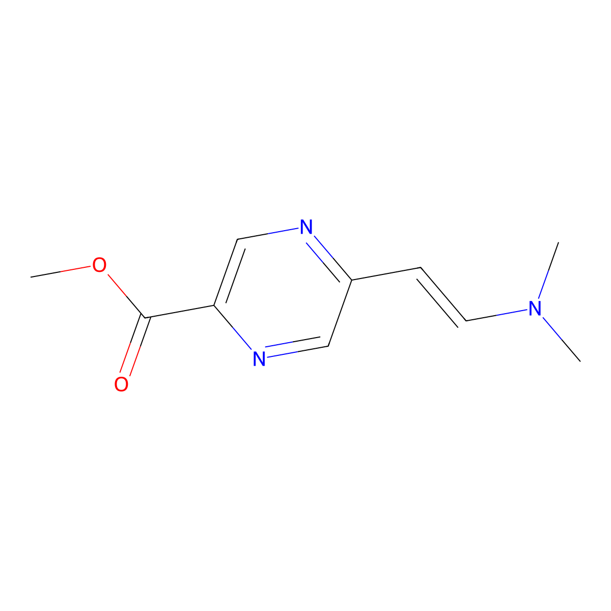 Methyl (E)-5-(2-(dimethylamino)vinyl)pyrazine-2-carboxylate molecular structure, CAS 710322-24-0