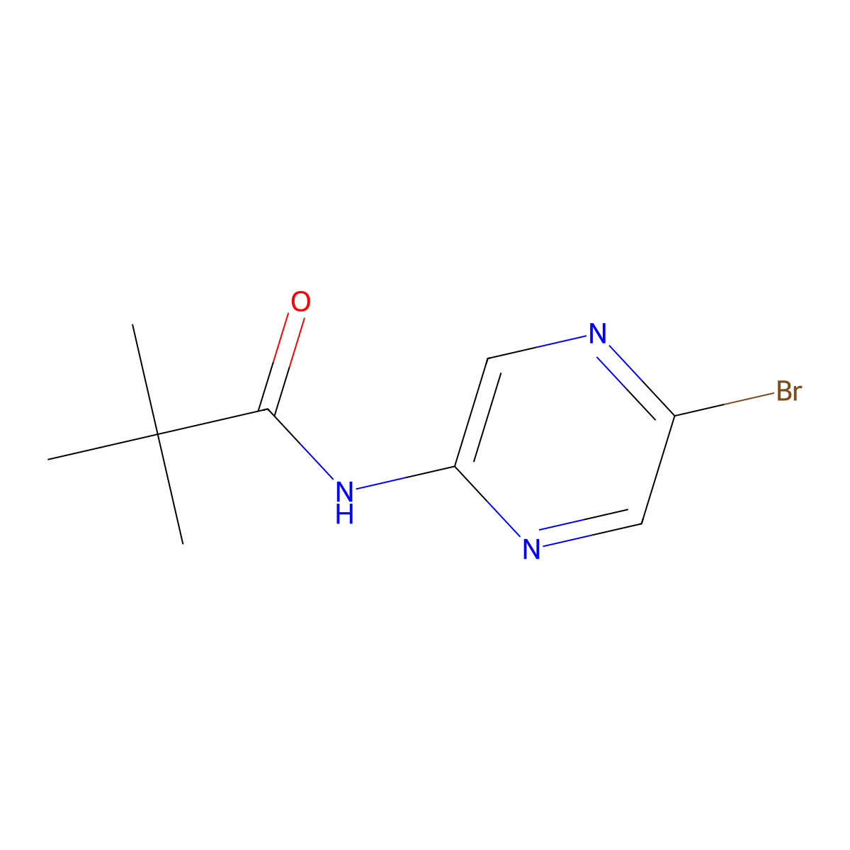 N-(5-bromopyrazin-2-yl)-2,2-dimethylpropanamide molecular structure, CAS 710322-28-4