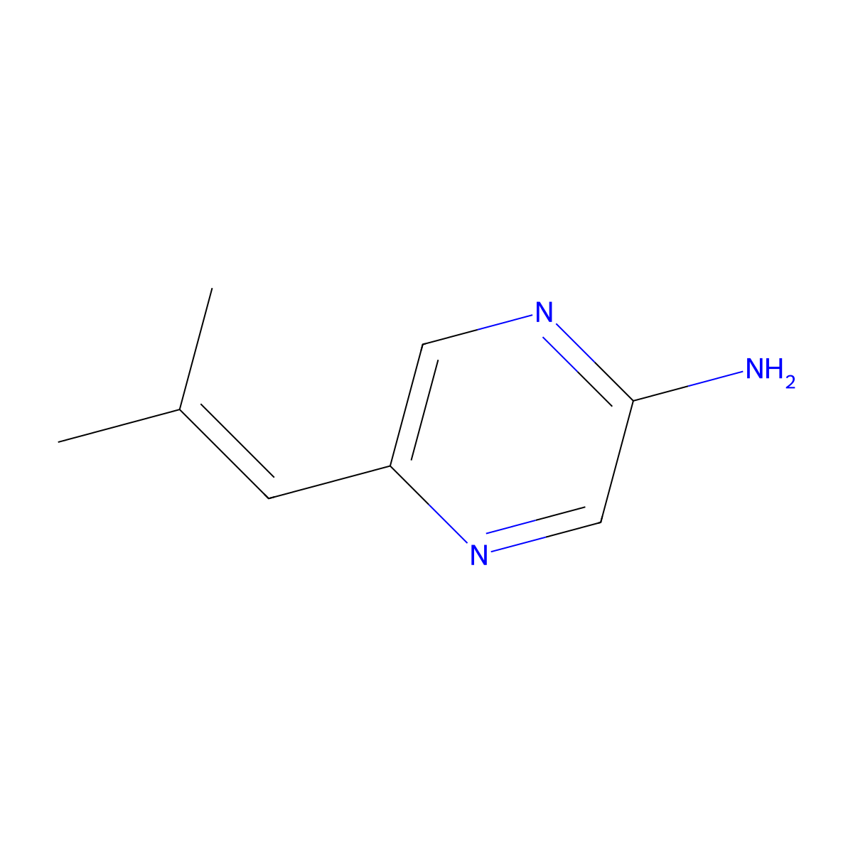 5-(2-Methylprop-1-en-1-yl)pyrazin-2-amine molecular structure, CAS 710323-06-1