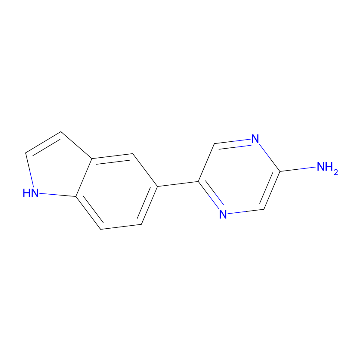 5-(1H-indol-5-yl)-pyrazin-2-ylamine molecular structure, CAS 710323-19-6