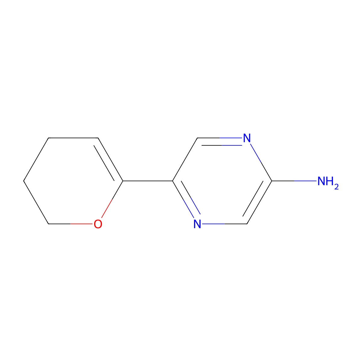 5-(5,6-dihydro-4H-pyran-2-yl)-pyrazin-2-ylamine molecular structure, CAS 710323-20-9