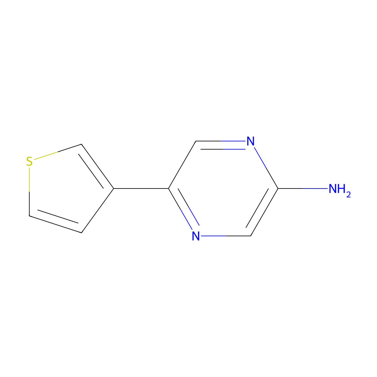 5-(Thiophen-3-yl)pyrazin-2-amine molecular structure, CAS 710323-21-0