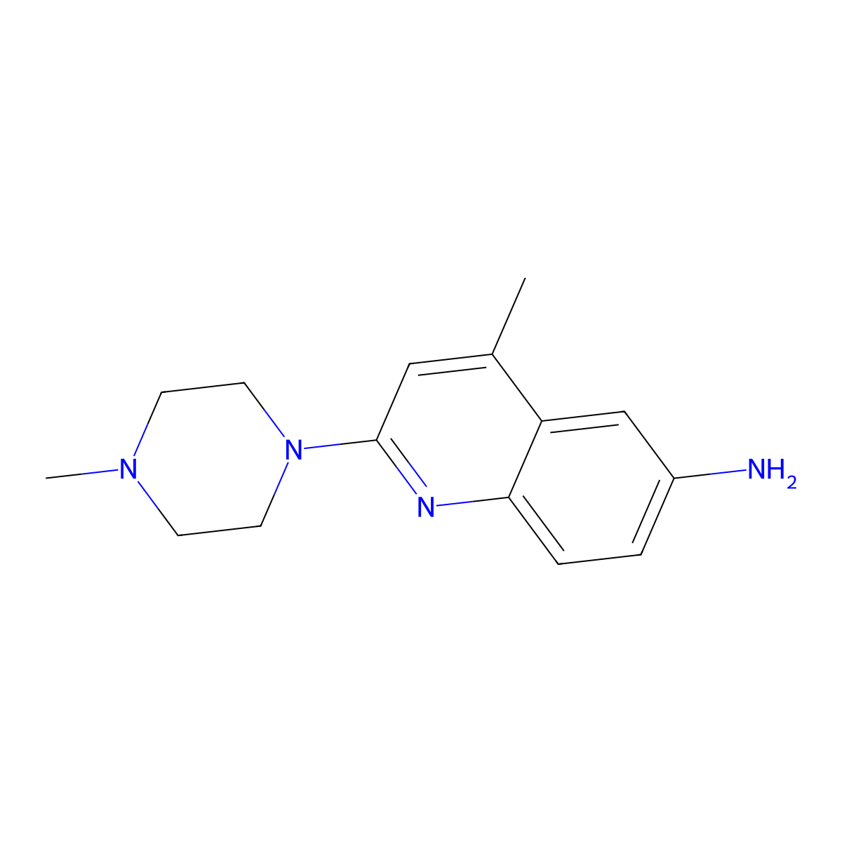 4-Methyl-2-(4-methylpiperazin-1-yl)quinolin-6-amine molecular structure, CAS 710328-09-9