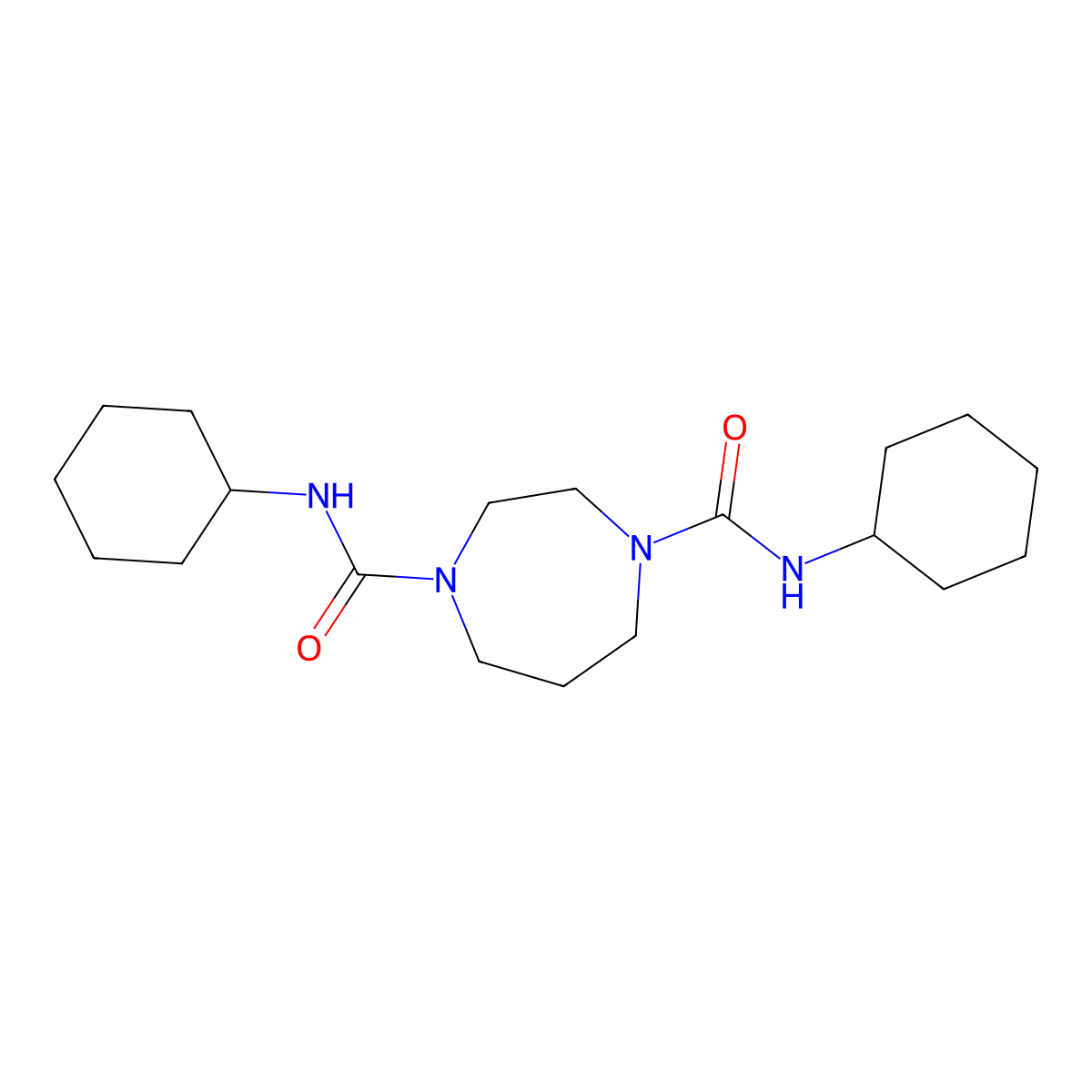 N-cyclohexyl(4-(N-cyclohexylcarbamoyl)(1,4-diazaperhydroepinyl))formamide molecular structure, CAS 710329-22-9