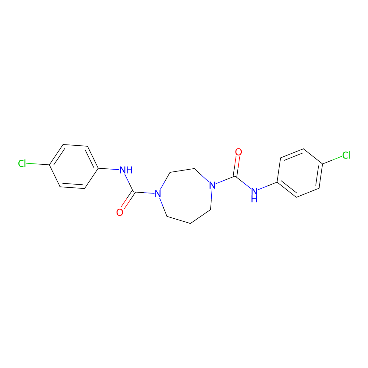 N1,N4-bis(4-chlorophenyl)-1,4-diazepane-1,4-dicarboxamide molecular structure, CAS 710329-24-1