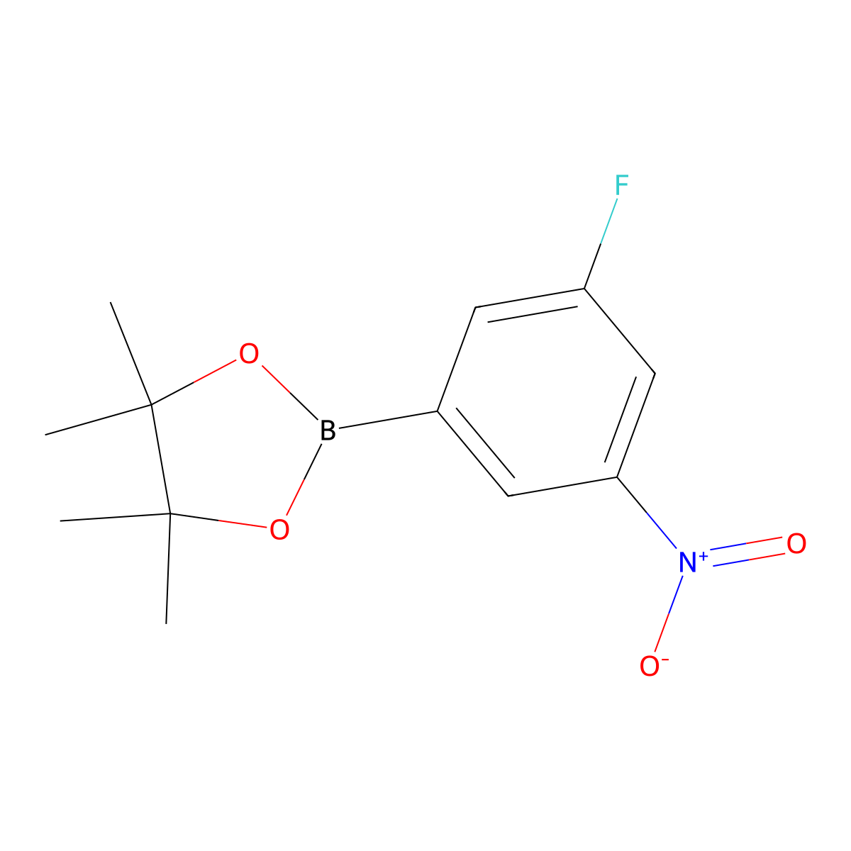 2-(3-Fluoro-5-nitrophenyl)-4,4,5,5-tetramethyl-1,3,2-dioxaborolane molecular structure, CAS 710348-94-0