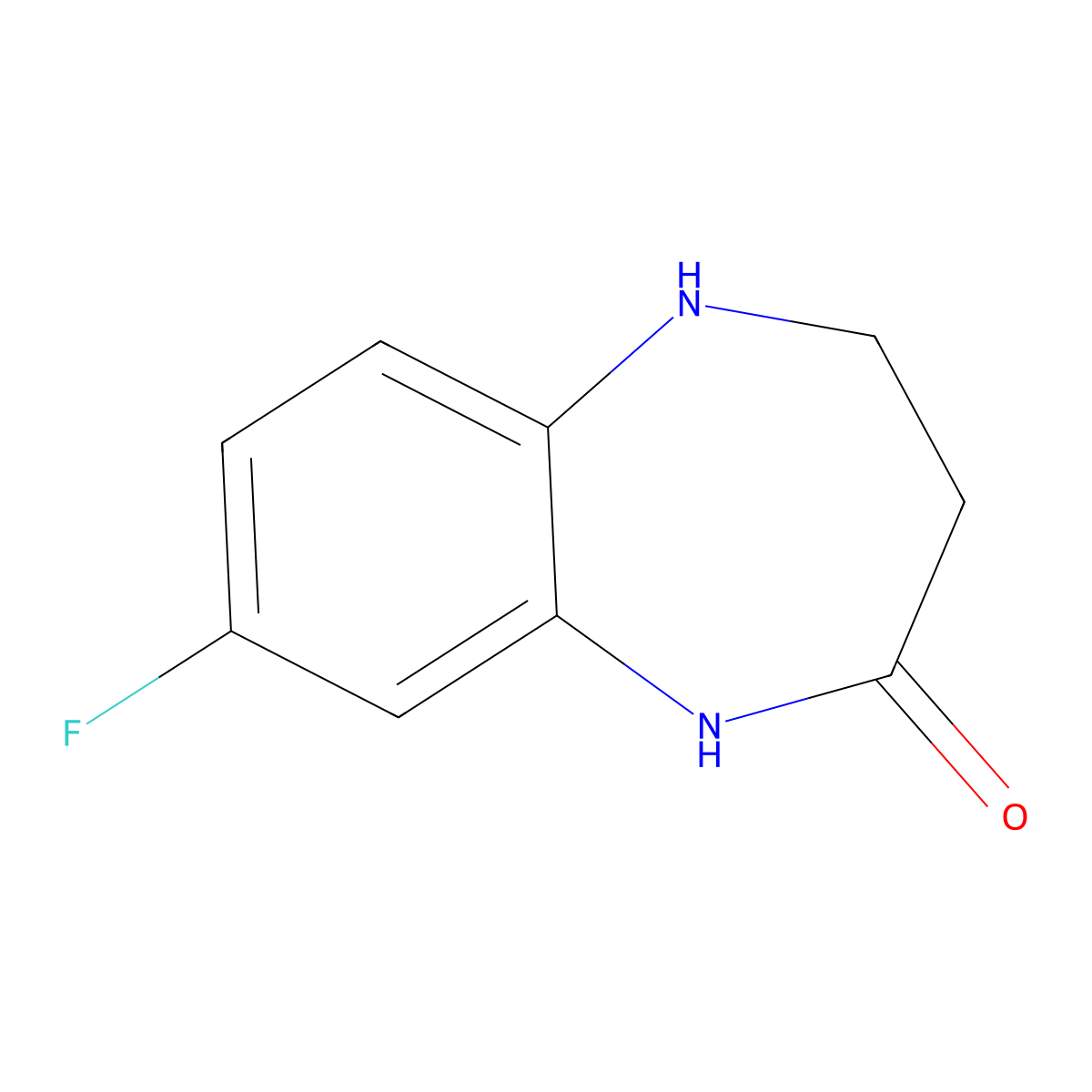 8-fluoro-2,3,4,5-tetrahydro-1H-1,5-benzodiazepin-2-one molecular structure, CAS 710349-38-5