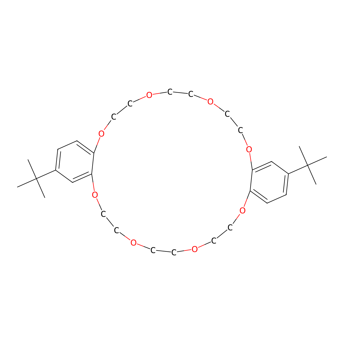 14,30-Ditert-butyl-2,5,8,11,18,21,24,27-octaoxatricyclo[26.4.0.012,17]dotriaconta-1(28),12(17),13,15,29,31-hexaene molecular structure, CAS 71035-28-4