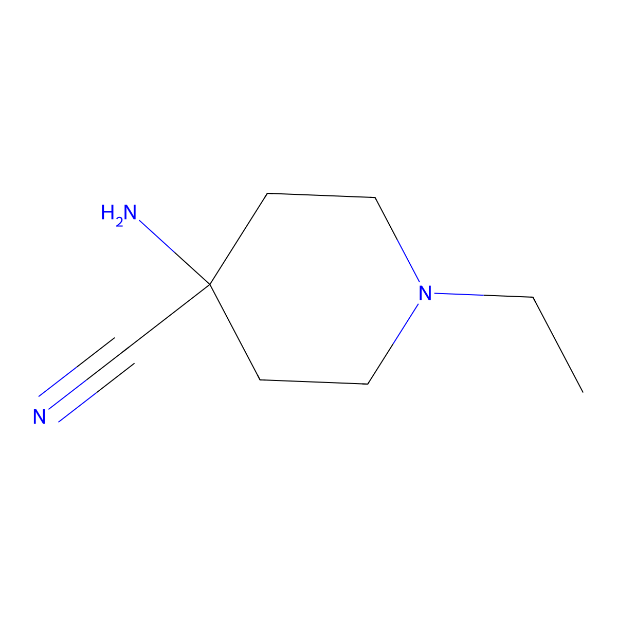 4-Amino-1-ethylpiperidine-4-carbonitrile molecular structure, CAS 710350-60-0
