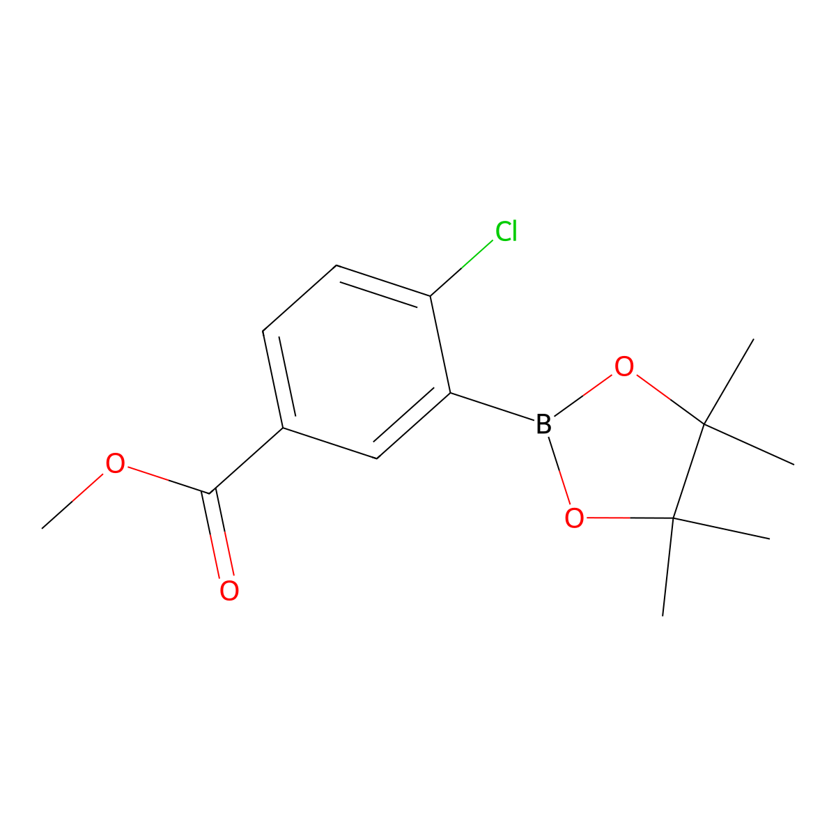 Methyl 4-chloro-3-(4,4,5,5-tetramethyl-1,3,2-dioxaborolan-2-yl)benzoate molecular structure, CAS 710350-72-4
