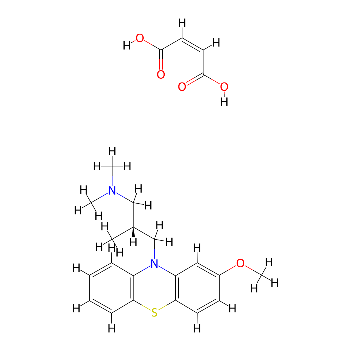 Methotrimeprazine maleate molecular structure, CAS 7104-38-3