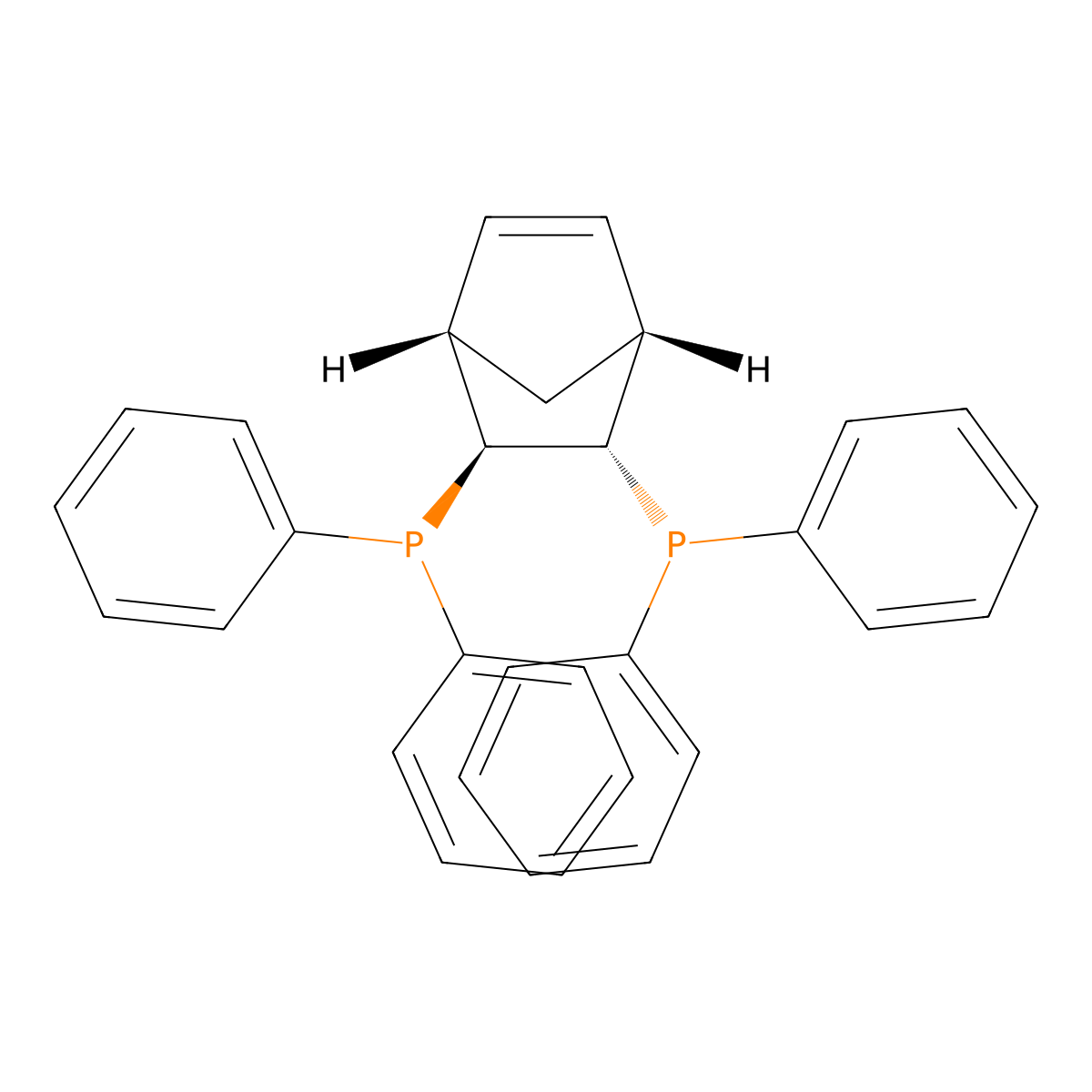 (1R,4S,5S,6S)-5,6-Bis(diphenylphosphaneyl)bicyclo[2.2.1]hept-2-ene , (S,S)-NORPHOS molecular structure, CAS 71042-54-1