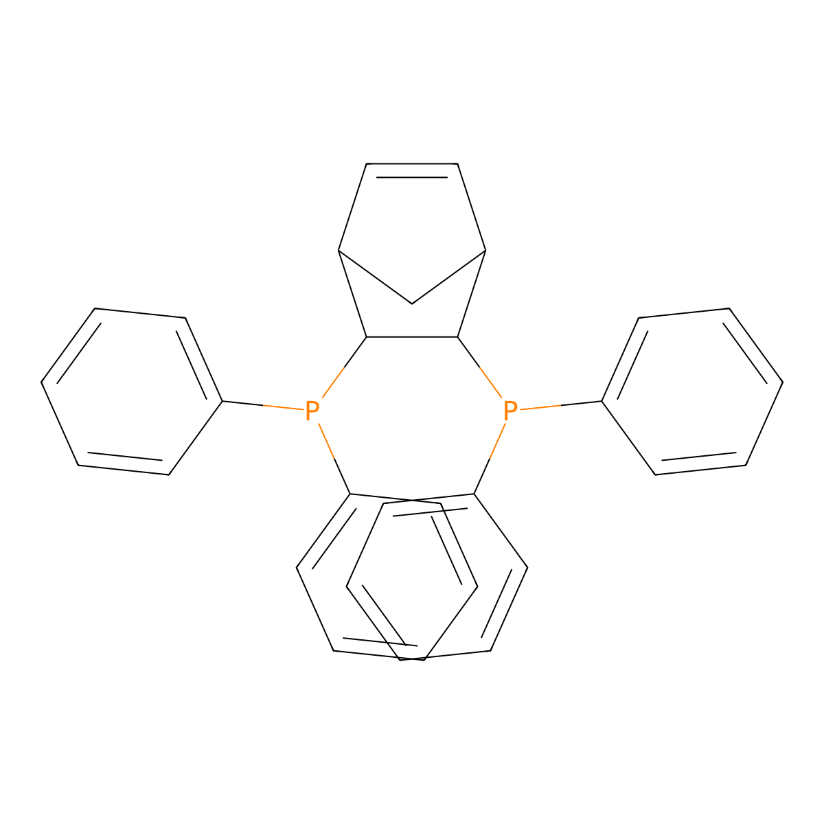 1,1'-[(1R,2R,3R,4S)-Bicyclo[2.2.1]hept-5-ene-2,3-diyl]bis[1,1-diphenylphosphine] molecular structure, CAS 71042-55-2
