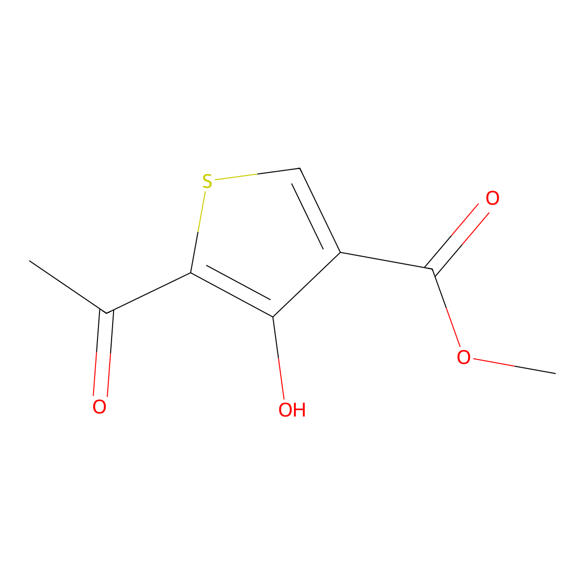 Methyl 5-acetyl-4-hydroxythiophene-3-carboxylate molecular structure, CAS 71050-38-9