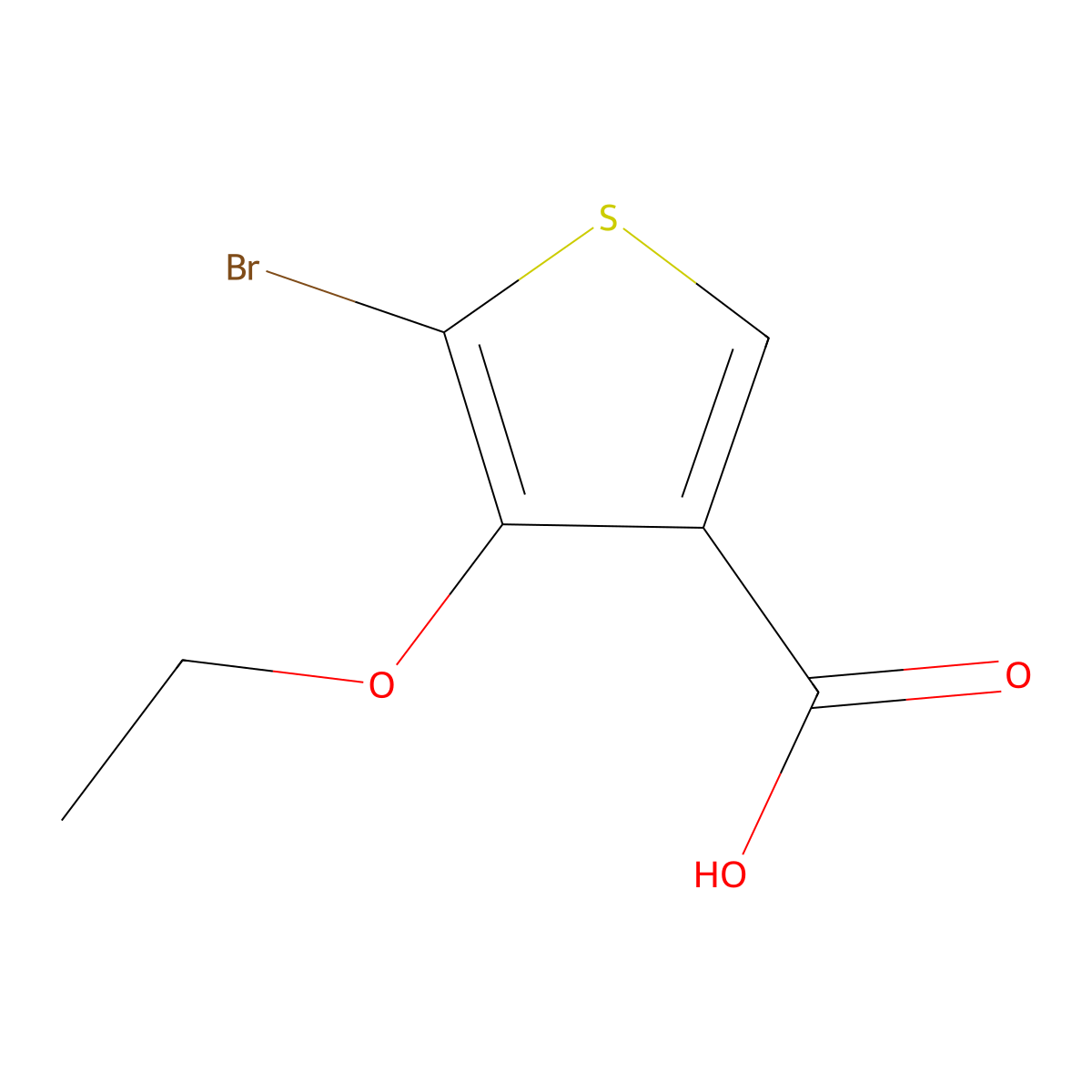 5-Bromo-4-ethoxythiophene-3-carboxylic acid molecular structure, CAS 71050-43-6
