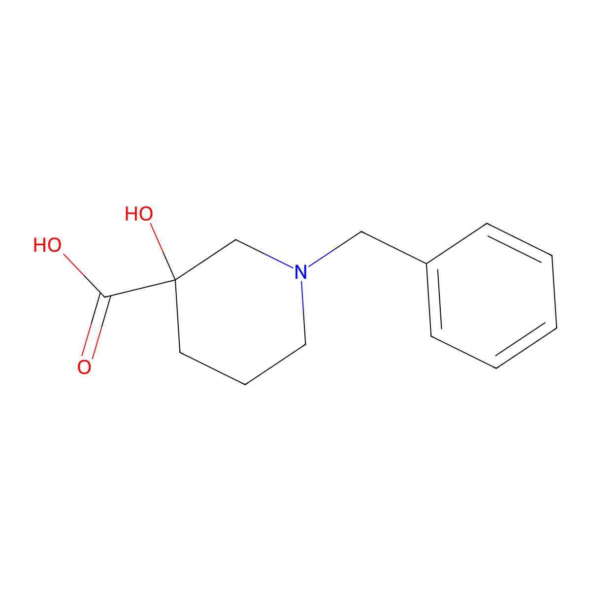 1-Benzyl-3-hydroxypiperidine-3-carboxylic acid molecular structure, CAS 71052-79-4