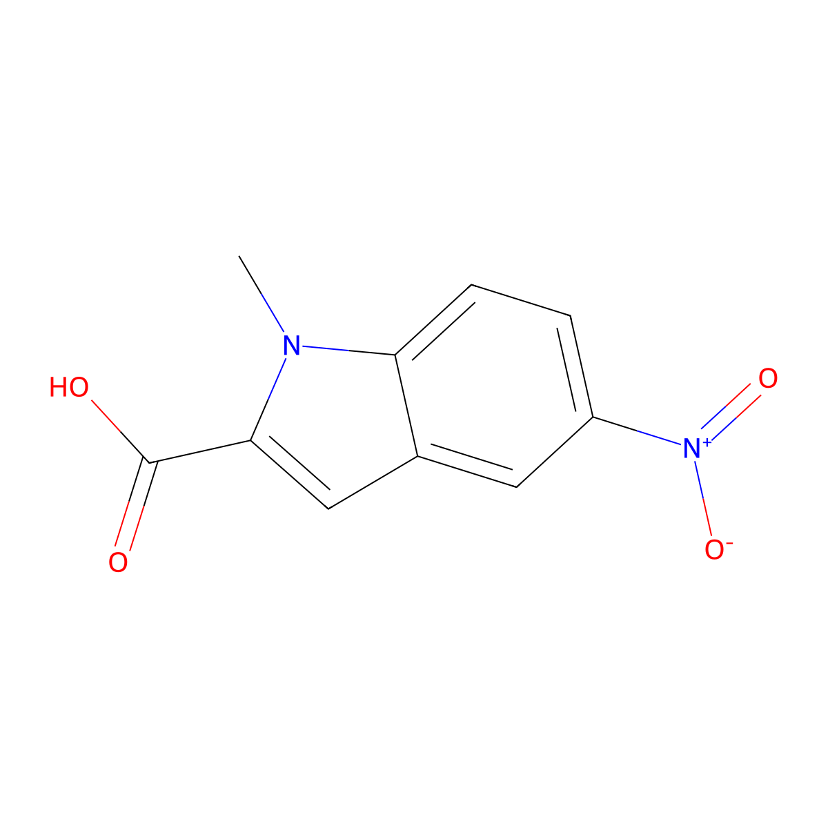 1-methyl-5-nitro-1H-indole-2-carboxylic acid molecular structure, CAS 71056-94-5
