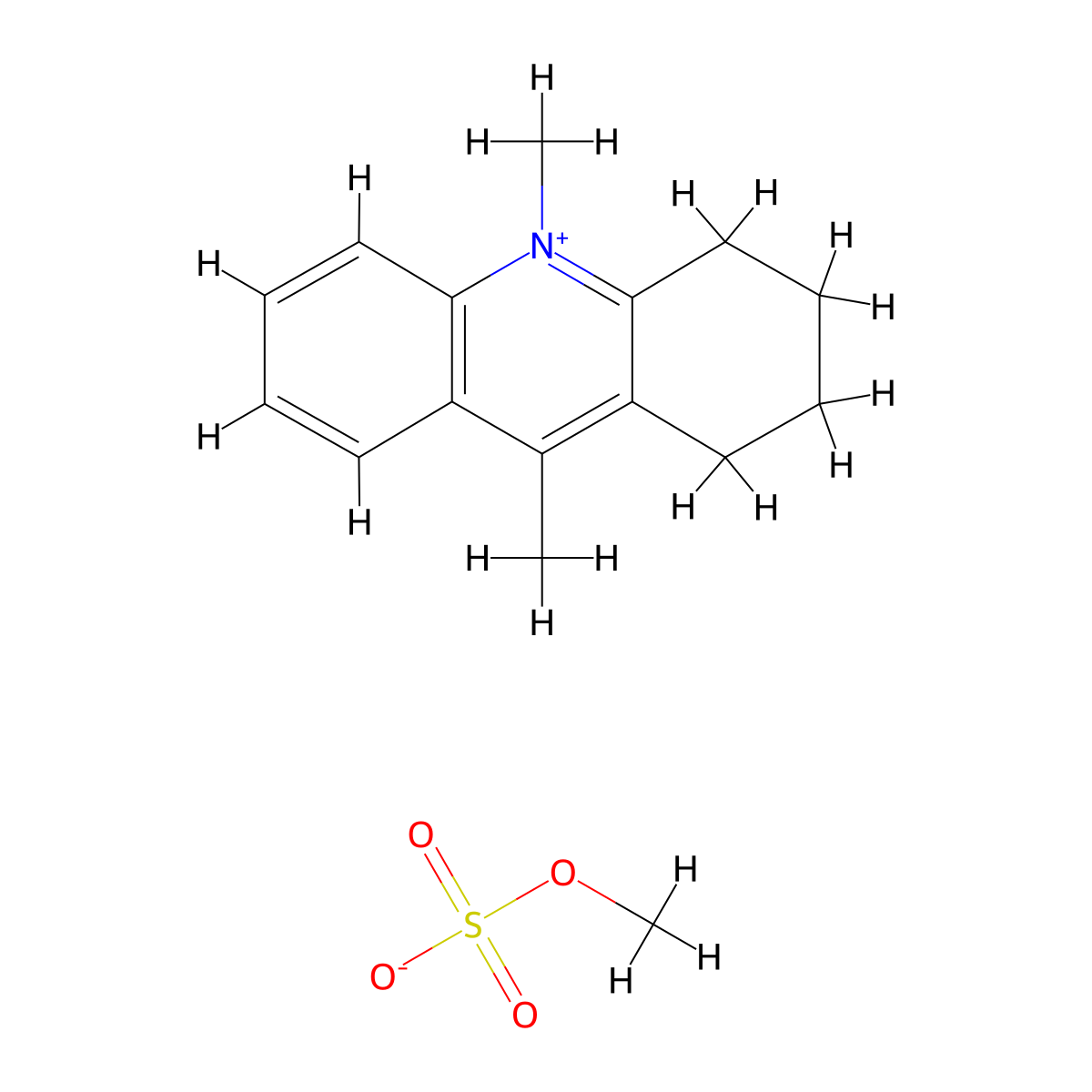 Acridinium, 1,2,3,4-tetrahydro-9,10-dimethyl-, methyl sulfate molecular structure, CAS 71058-84-9