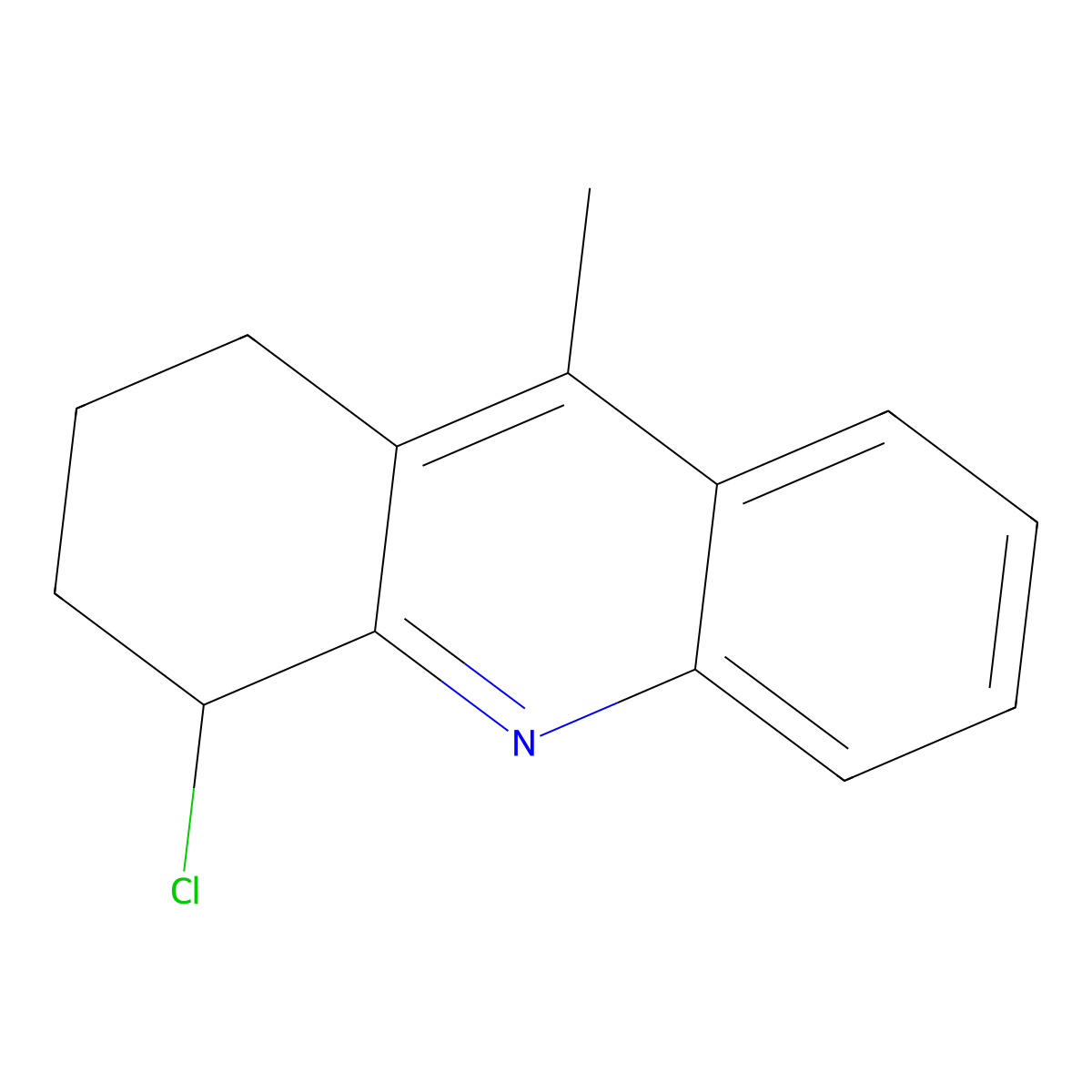 4-Chloro-9-methyl-1,2,3,4-tetrahydroacridine molecular structure, CAS 71058-85-0