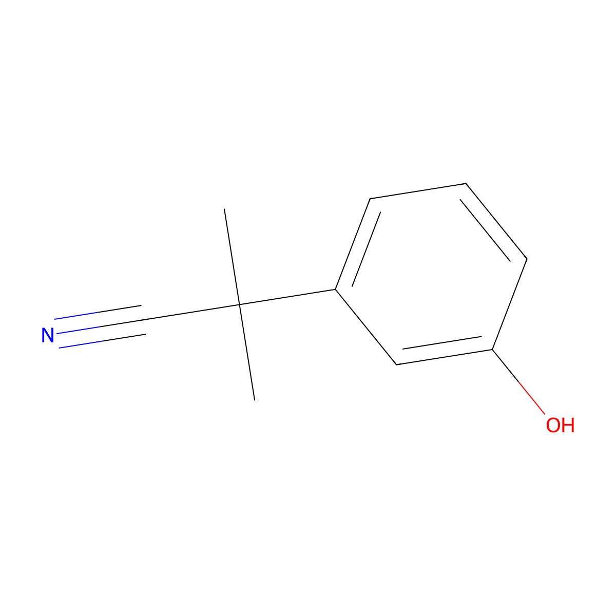 2-(3-Hydroxyphenyl)-2-methylpropanenitrile molecular structure, CAS 71060-40-7