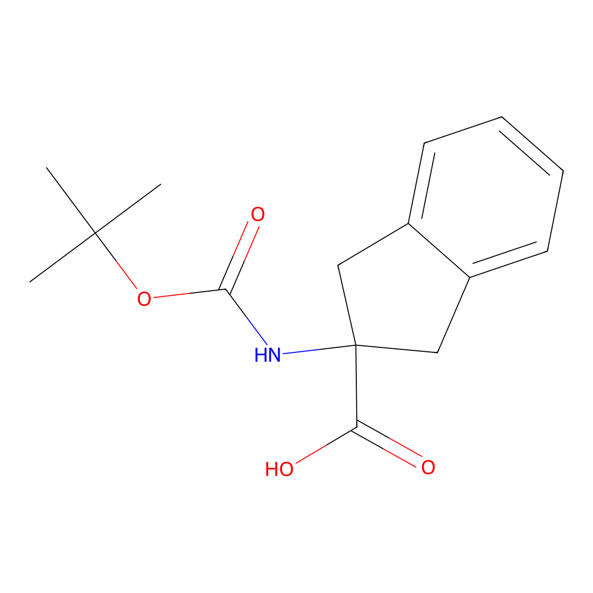 2-{[(tert-butoxy)carbonyl]amino}-2,3-dihydro-1H-indene-2-carboxylic acid molecular structure, CAS 71066-00-7