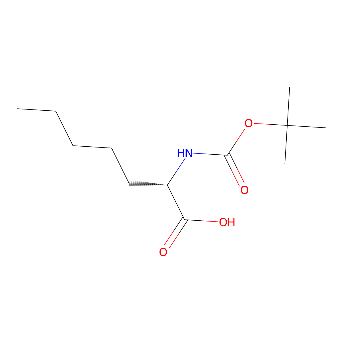 (S)-2-((tert-Butoxycarbonyl)amino)heptanoic acid molecular structure, CAS 71066-01-8