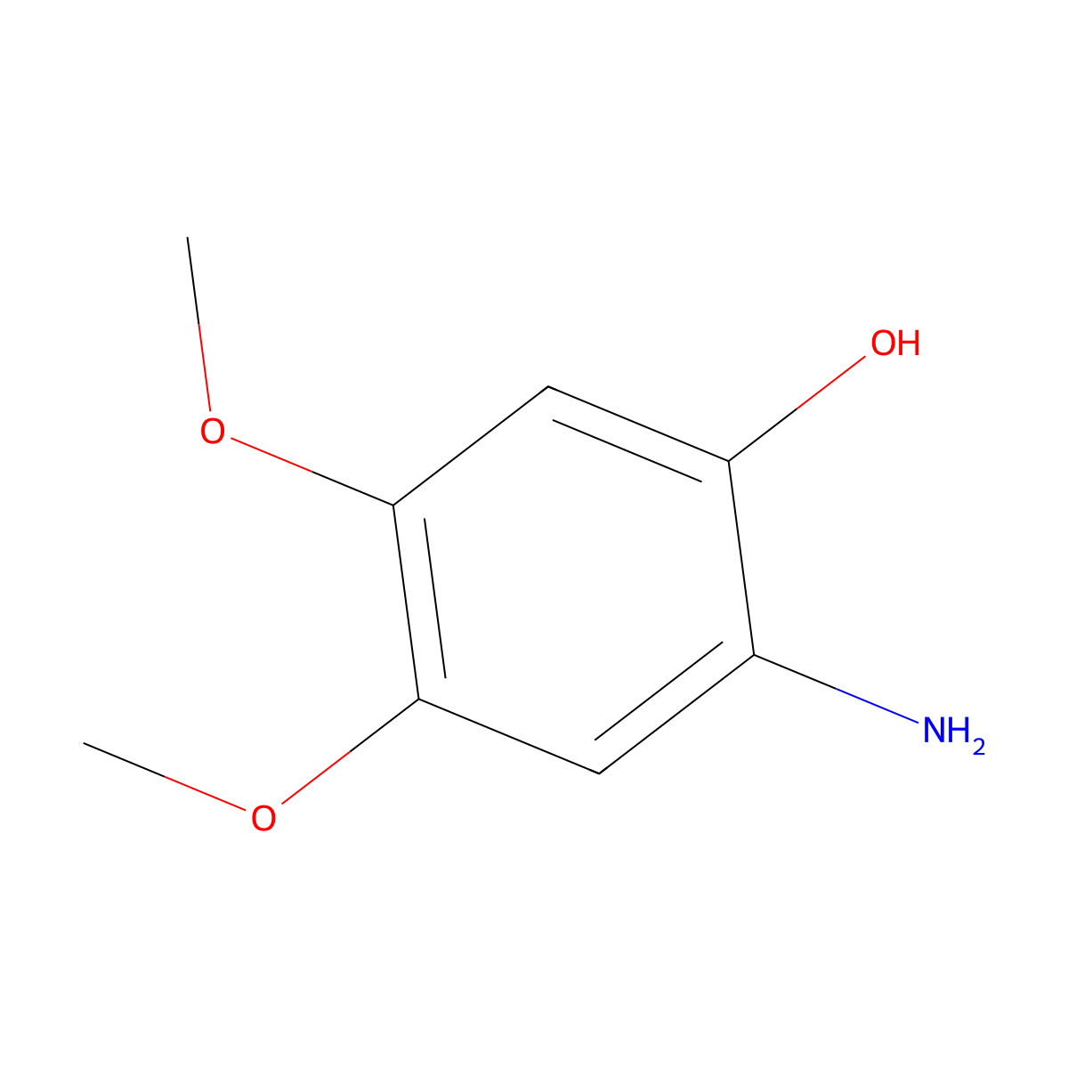 2-Amino-4,5-dimethoxyphenol molecular structure, CAS 7107-04-2